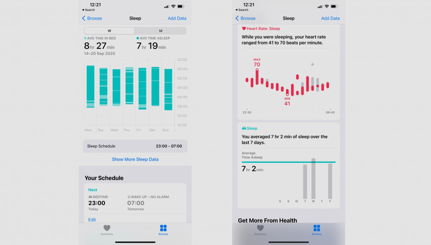 Apple Health sleep tracking feedback